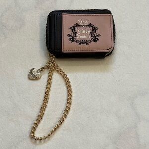 Juicy Couture Black and Pink Chain Wristlet with Heart Charm